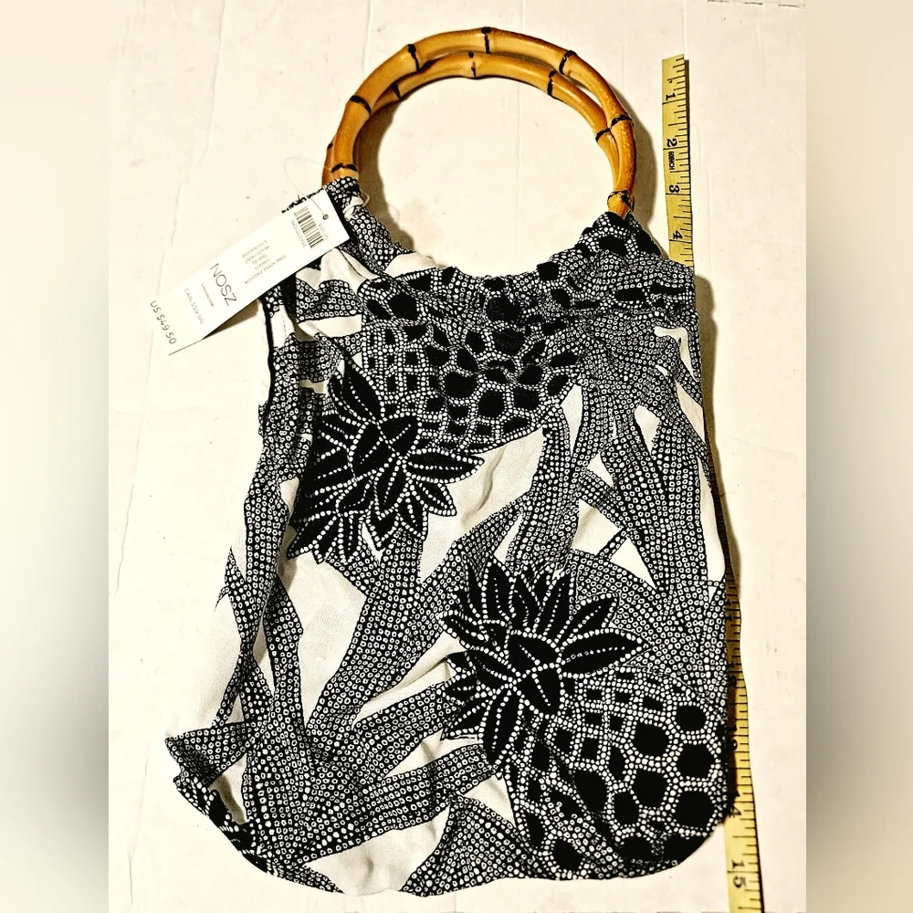 Chico's bamboo handle blue pineapple silk travel purse
